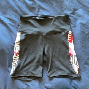 Gaiam Bike Shorts w/ Tropical Side Print